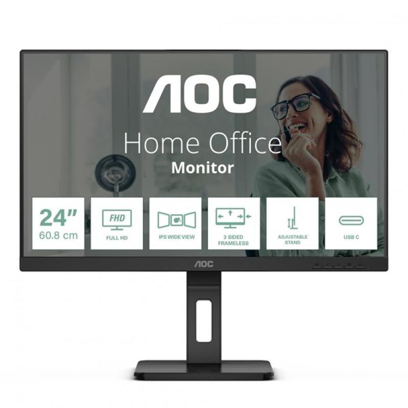 AOC 23.8 IPS 24P3CV 4MS 75HZ HDM-DP USB-C PIVOT KURUMSAL MONİTÖR